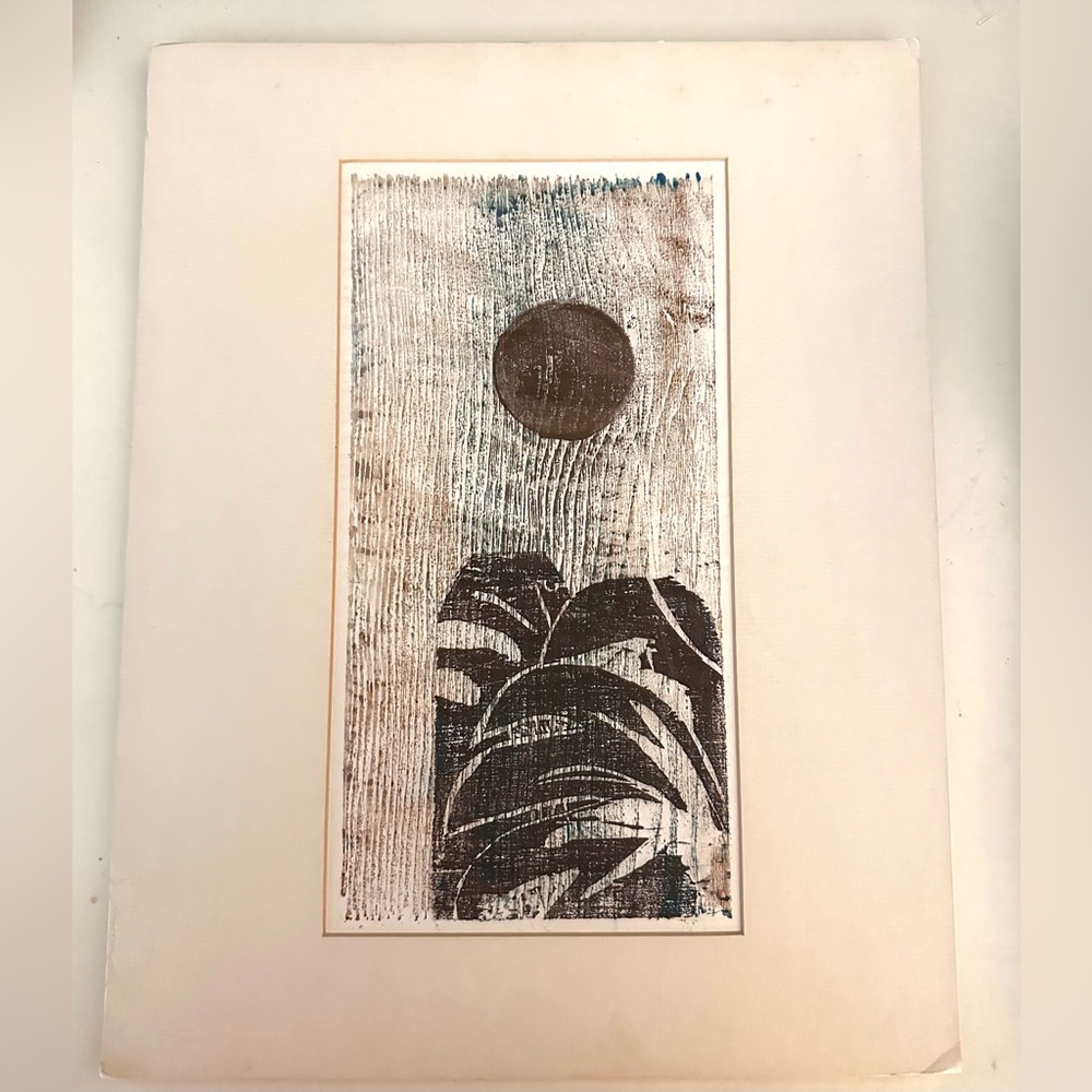 Abstract Original Art Print WOODBLOCK PRINT RARE MODERNISM MID CENTURY JAPANESE